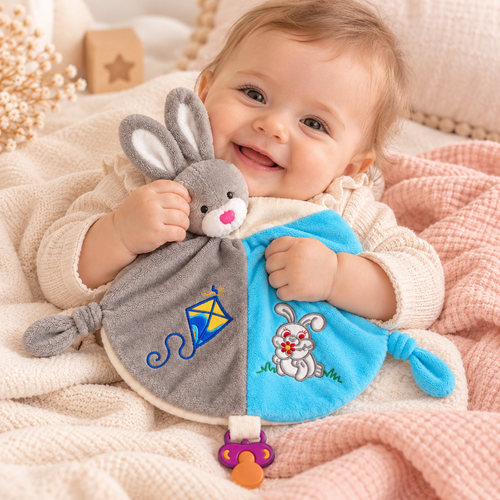 Doudou lapin gris