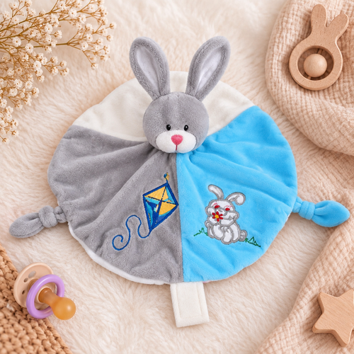 Doudou lapin gris