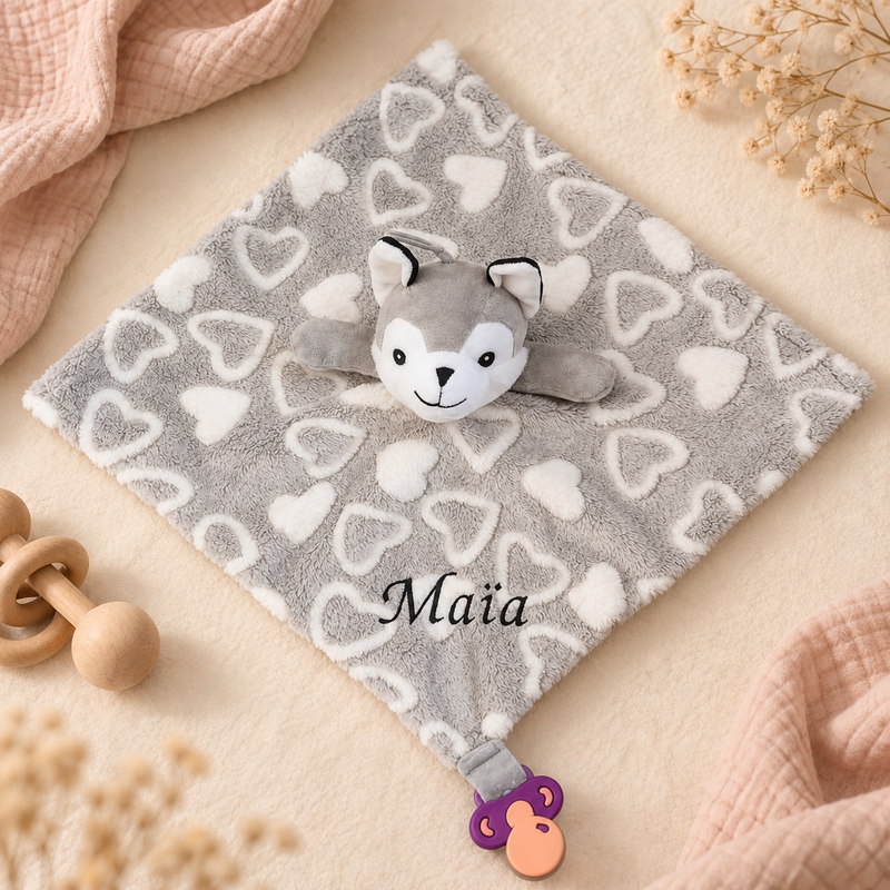 Doudou Husky brodé à son prénom